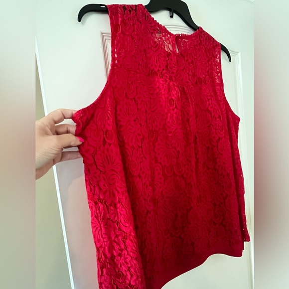 Zac & Rachel Elegant Red Lace Sleeveless Top Women’s size 2X - Picture 4 of 12
